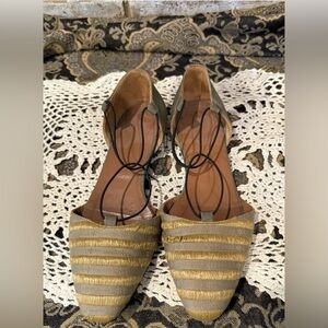 Giorgio Armani Woven T-Strap Point Toe Flats Size 36.5 US 6